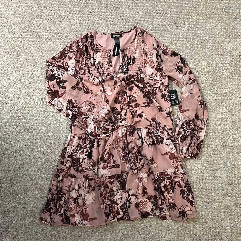 Express Floral Long Sleeve Dress